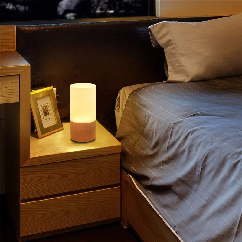 Nordic Solid Wood LED Table Lamp USB Powered