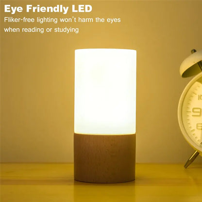 Nordic Solid Wood LED Table Lamp USB Powered